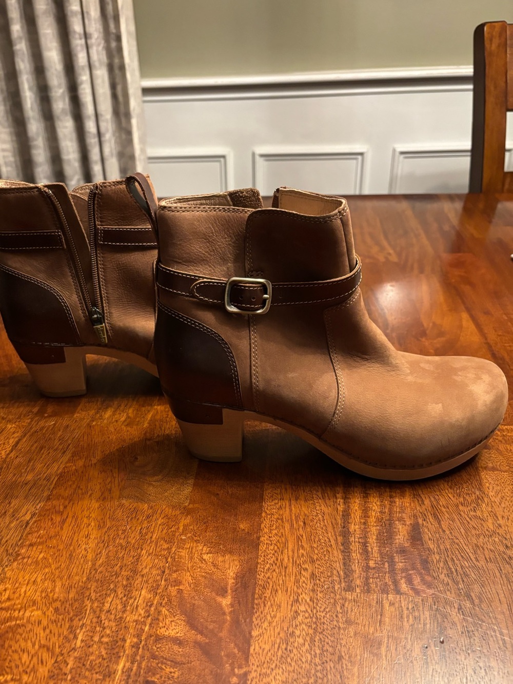Dansko Anya Taupe Nubuck Leather Ankle Boots Size 38 US 8